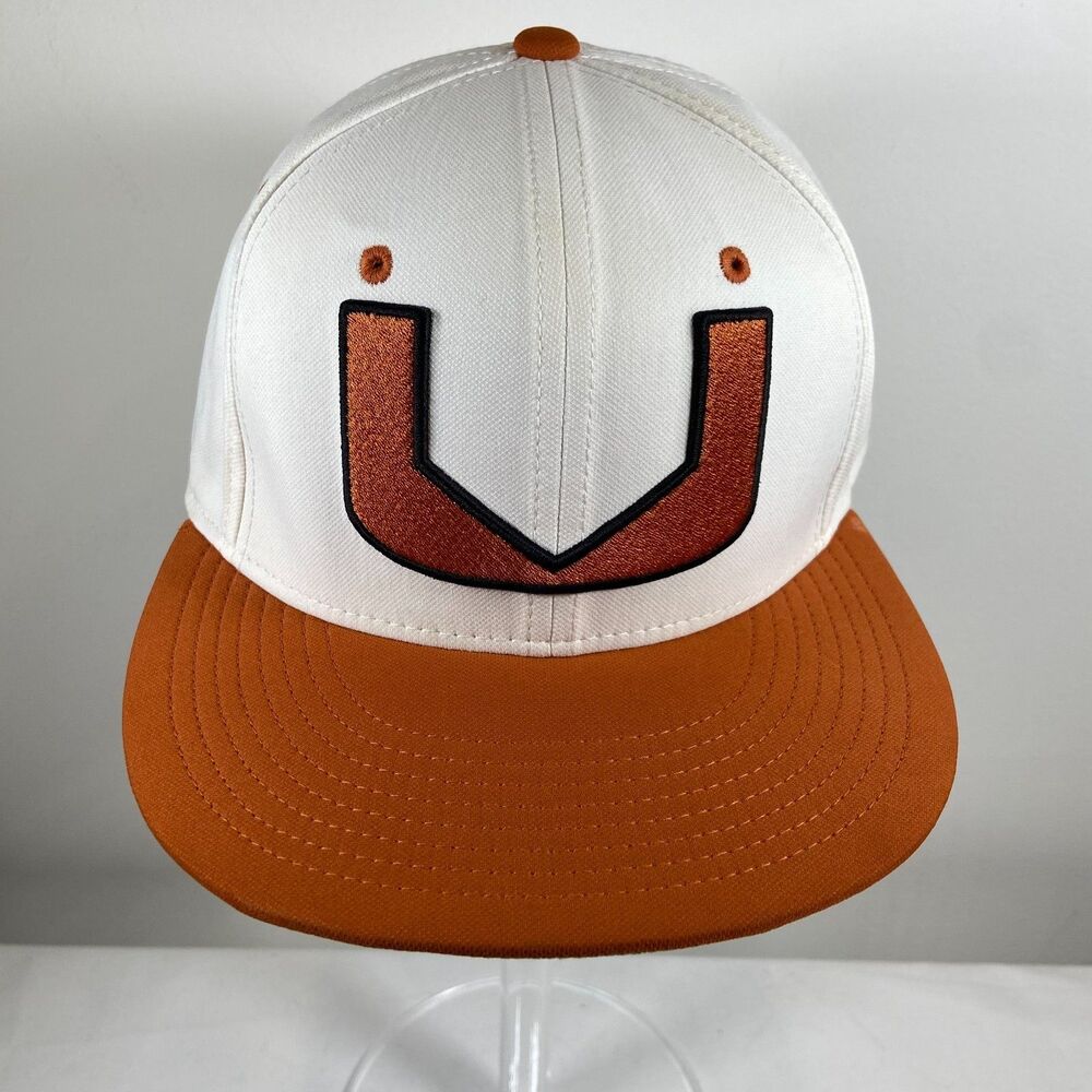 Nike True Dri-FIT Miami Hurricanes Hat White Orange U Logo Baseball Cap Size M/L
